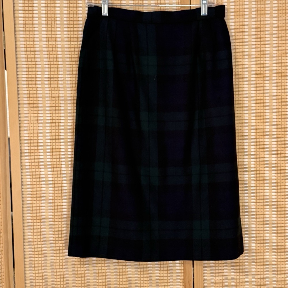 Brian Tucker Womens 12 Skirt Black Watch Tartan Midi Wool Preppy Career‎ Travel